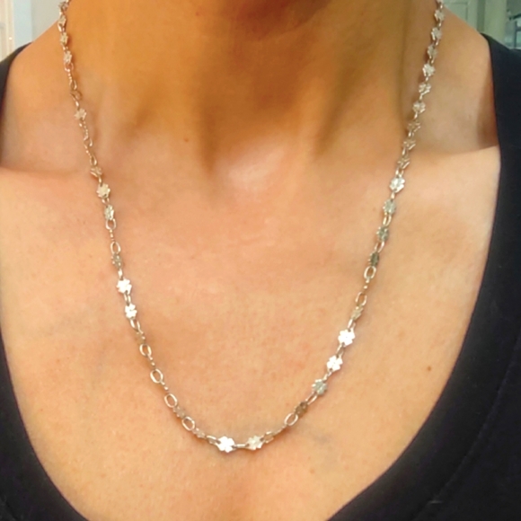 Vintage Sterling Silver 4 Leaf Clover Necklace made in Italy - Picture 1 of 6